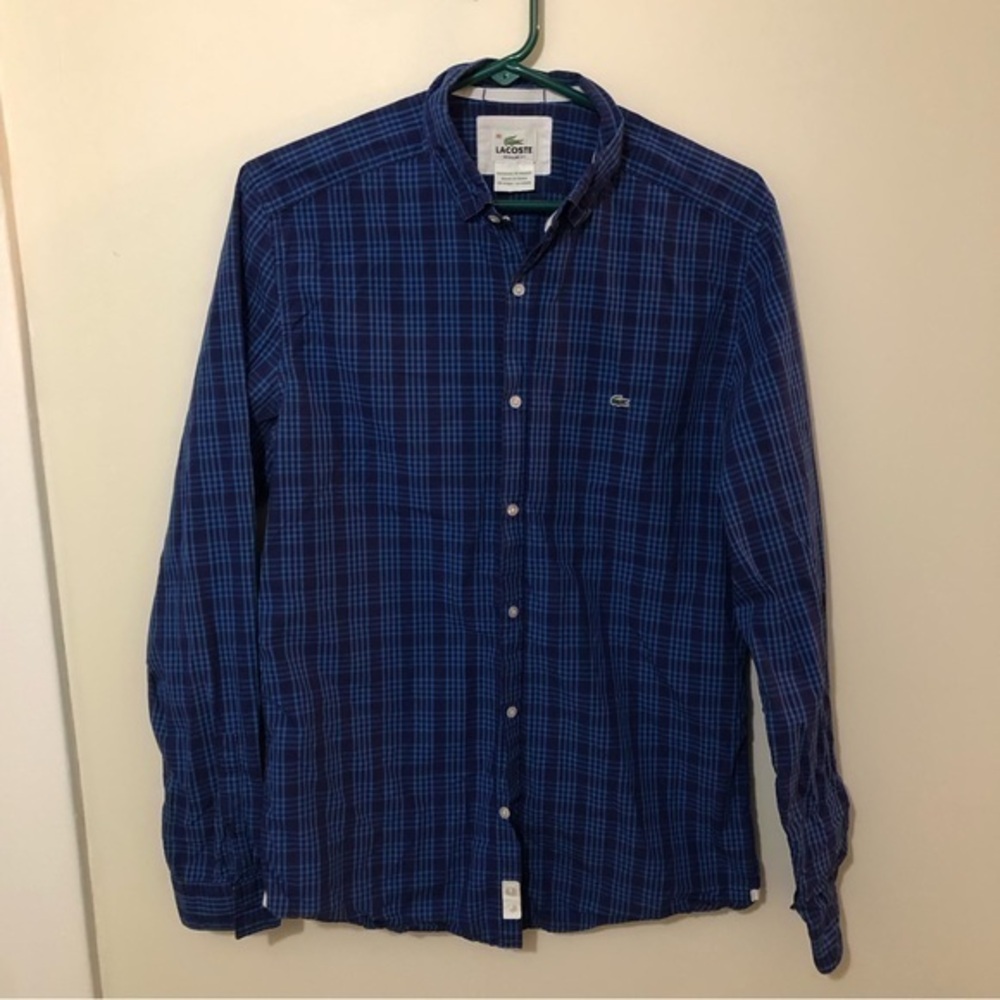 Lacoste plaid button down shirt. Size small.